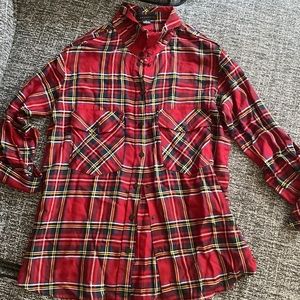 LIKE NEW Sanctuary Snap-Button Down Plaid Holiday/Festive/Seasonal Blouse
